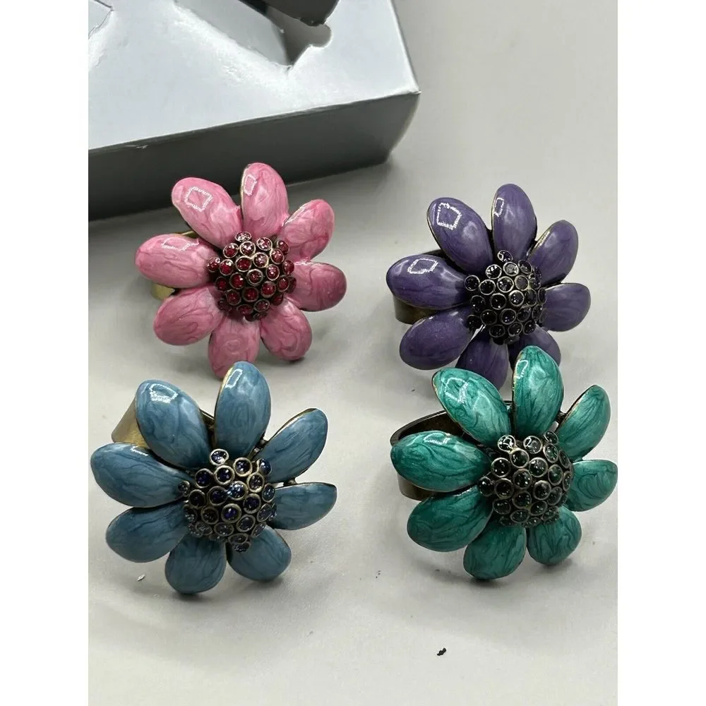 Vintage Tole Painted  Metal‎ Napkin Rings BOX of 4
